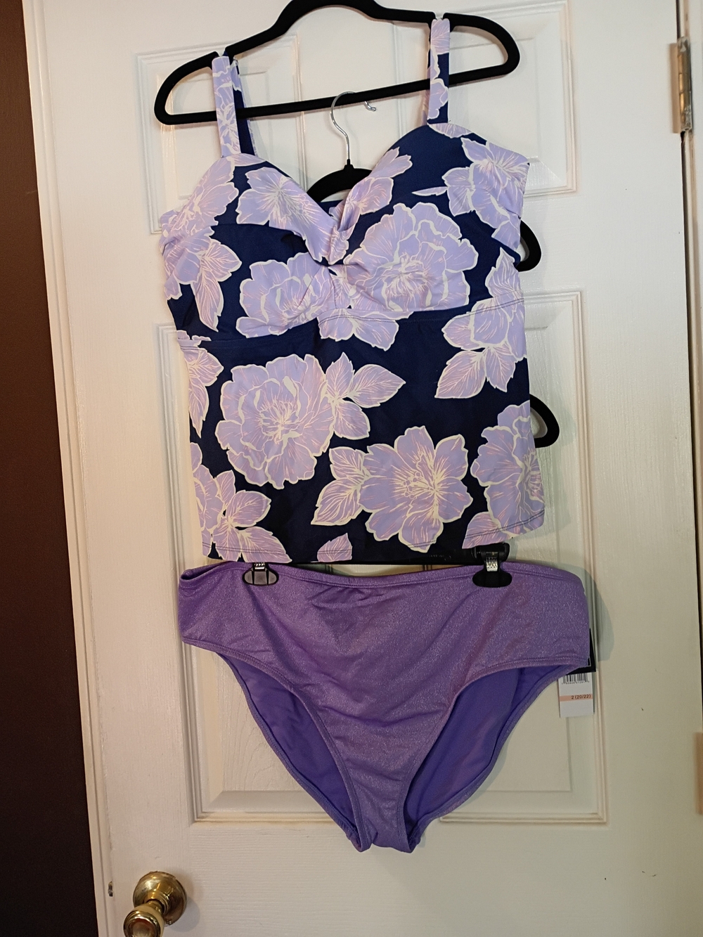 2X Purple Floral Tankini Set